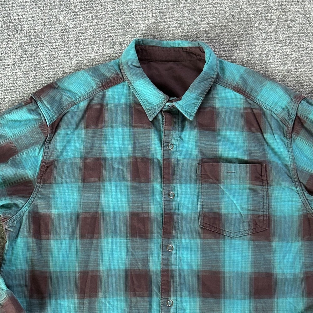 Mountain Hardwear Shirt Mens XL Blue Plaid‎ Snap Front Lined Outdoor Long Sleeve